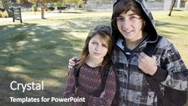  Presentation with evaluation of 5 years old boy - Colorful PPT layouts enhanced with arm around younger sister backdrop and a dark gray colored foreground