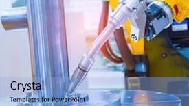  Presentation with robotic arm - Beautiful theme featuring arm for metal welding operations backdrop and a light blue colored foreground