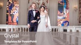  Presentation with wedding muslim couple - Beautiful PPT theme featuring arm in arm at church backdrop and a gray colored foreground