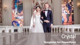  Presentation with wedding - Beautiful PPT theme featuring arm in arm at church backdrop and a gray colored foreground