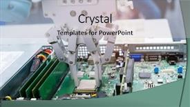  Presentation with robotic arm - Slides with arm installing a computer chip background and a light gray colored foreground