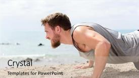  Presentation with exercise kids kid doing fitness - PPT theme enhanced with arm muscles and body core background and a soft green colored foreground