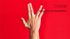  Presentation with vulcan - Colorful presentation design enhanced with arm-of-caucasian-white-young backdrop and a red colored foreground