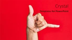  Presentation with red telephone - Theme having arm-of-caucasian-white-young background and a red colored foreground