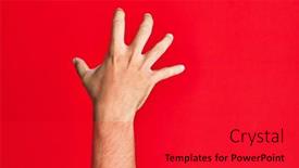  Presentation with white - Audience pleasing slide deck consisting of arm-of-caucasian-white-young backdrop and a red colored foreground