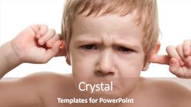  Presentation with face pain - Beautiful PPT theme featuring arm pain - worried human child boy face backdrop and a coral colored foreground