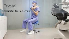  Presentation with dental office - PPT theme with arm-pain-in-the-dental background and a light blue colored foreground