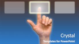  Presentation with press - Colorful PPT theme enhanced with arm press the button window backdrop and a teal colored foreground