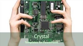  Presentation with chip - Beautiful theme featuring arm processor - holding computer chip isolated backdrop and a  colored foreground