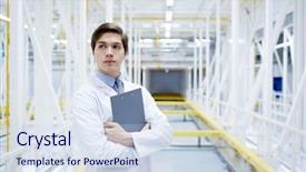  Presentation with mining - Presentation theme having arm processor - serious young mining farm worker background and a  colored foreground