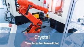  Presentation with robotic arm - Slides featuring arm production lines modern industrial background and a teal colored foreground