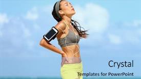  Presentation with tired runner - Audience pleasing slide set consisting of armband for smartphone heat exhaustion backdrop and a light blue colored foreground