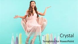  Presentation with pink blue - Colorful presentation enhanced with armchair after shopping with lot backdrop and a arctic colored foreground