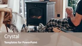  Presentation with winter family - PPT layouts featuring armchair by the fire background and a gray colored foreground