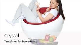  Presentation with weight control - Audience pleasing PPT theme consisting of armchair concept of healthy backdrop and a  colored foreground