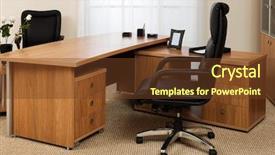  Presentation with director - PPT layouts with armchair of director on a background of a window background and a tawny brown colored foreground