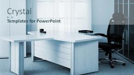  Presentation with director - Cool new theme with armchair of director on a background of a window backdrop and a sky blue colored foreground