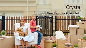  Presentation with youthful - Slide deck featuring armchair with packed things background and a soft green colored foreground