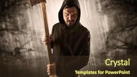  Presentation with abandoned - Audience pleasing presentation theme consisting of armed aggressive hunter in abandoned backdrop and a tawny brown colored foreground