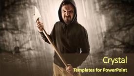  Presentation with abandoned - PPT layouts enhanced with armed aggressive hunter in abandoned background and a tawny brown colored foreground