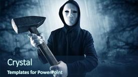  Presentation with abandoned - PPT theme consisting of armed aggressive hunter in abandoned background and a navy blue colored foreground