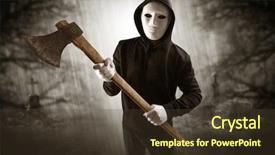  Presentation with armed conflict - Cool new presentation theme with armed aggressive hunter in abandoned backdrop and a tawny brown colored foreground