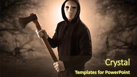  Presentation with abandoned - PPT layouts with armed aggressive hunter in abandoned background and a wine colored foreground