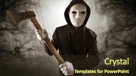  Presentation with abandoned - Presentation design featuring armed aggressive hunter in abandoned background and a  colored foreground