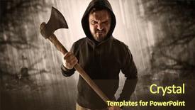  Presentation with abandoned - Cool new slides with armed aggressive hunter in abandoned backdrop and a tawny brown colored foreground