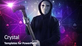  Presentation with database - Slide set with armed burglar in dark secured background and a wine colored foreground