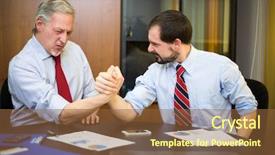  Presentation with wrestling - Cool new theme with business people doing arm wrestling backdrop and a tawny brown colored foreground