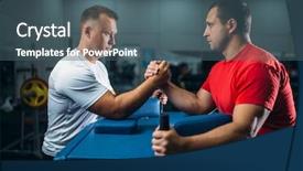 Presentation with wrestling - Cool new presentation design with ready battle - two arm wrestlers on starting backdrop and a ocean colored foreground
