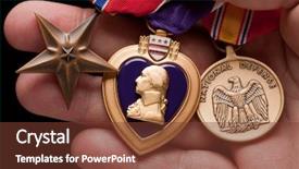  Presentation with purple heart - Presentation design having three stars - man holding purple heart bronze background and a tawny brown colored foreground