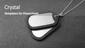  Presentation with military - PPT theme enhanced with military id tags on dark background and a gray colored foreground