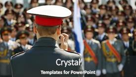  Presentation with shooting - PPT theme enhanced with army colors - officer snap-shooting military background and a dark gray colored foreground