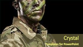  Presentation with jungle - Cool new PPT layouts with special forces - portrait of young soldier backdrop and a tawny brown colored foreground