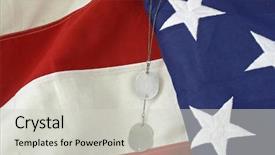  Presentation with veteran - Slide set having veteran s day - american flag with dog tags background and a light gray colored foreground