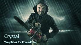  Presentation with masked facial recognition - Amazing presentation having armed poacher in mysterious rainy backdrop and a tawny brown colored foreground