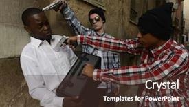 Presentation with gang violence - Presentation design with armed robbery gang robbing businessman background and a tawny brown colored foreground