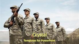  Presentation with boot camp - Audience pleasing PPT layouts consisting of armed services - group of military soldiers standing backdrop and a tawny brown colored foreground