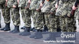  Presentation with soldiers - Beautiful PPT layouts featuring armed soldiers in camouflage military backdrop and a ocean colored foreground