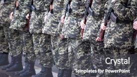  Presentation with soldiers - Audience pleasing PPT theme consisting of armed soldiers in camouflage military backdrop and a  colored foreground