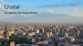  Presentation with armenia - Slide set having armenian - armenia city view of yerevan background and a light blue colored foreground