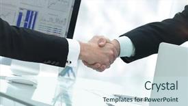  Presentation with business partner - Slide deck with armenian - businessman welcomes business partner shaking background and a cool aqua colored foreground