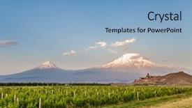  Presentation with armenia - Amazing theme having armenian - grape field in ararat valley backdrop and a light blue colored foreground
