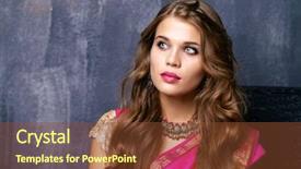  Presentation with red laser beam - Presentation theme consisting of armenian beauty close up portrait background and a tawny brown colored foreground