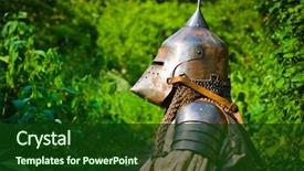  Presentation with knight - Presentation theme with man in knight's helmet background and a forest green colored foreground