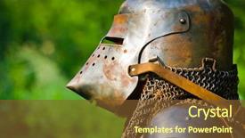  Presentation with armor - Amazing presentation theme having man in knight's helmet backdrop and a tawny brown colored foreground