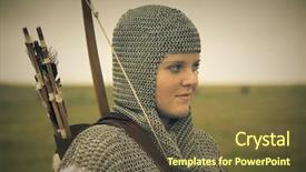  Presentation with armor - Beautiful presentation design featuring armor historical story retro split backdrop and a tawny brown colored foreground