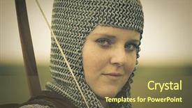  Presentation with armor - Colorful presentation enhanced with armor historical story retro split backdrop and a tawny brown colored foreground